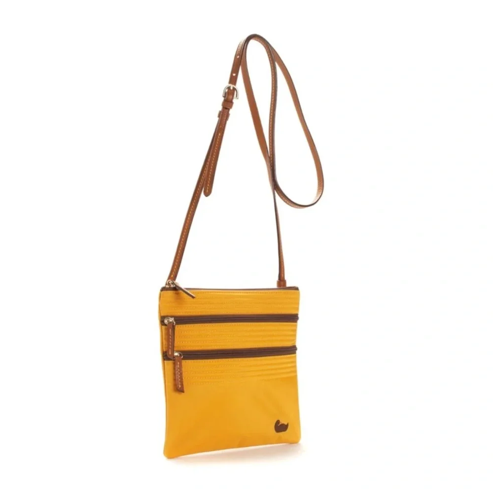 Dooney & Bourke Triple Zip Nylon Crossbody Purse Yellow